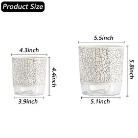 XKYQSY 2 Pack 4.3+5.5 inch Self Watering Pots Planters for Indoor Outdoor Plants, African Violets Pots, Modern Houseplants Self Watering Plants Pots for Flowers,Herbs,Cactus,Succulents(Crack Texture)