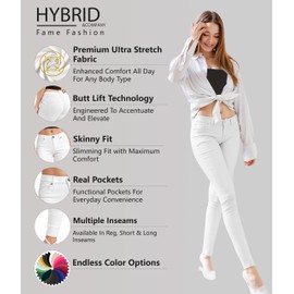 Hybrid & Company Women's Butt Lift Stretch Denim Jeans P37378SK N2 White 13