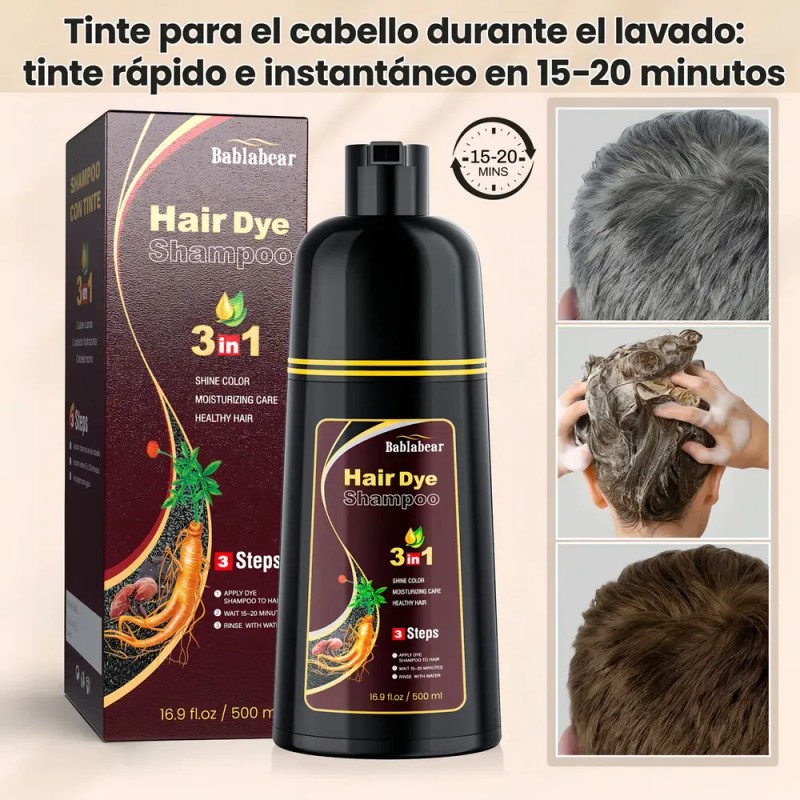 Shampoo Con Tinte Instantáneo 3 En 1 Jengibre Castaño Marrón