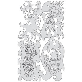 Iwata-Medea Artool Freehand Airbrush Templates, Nano Series - Kanji Moto By Dennis Mathewson