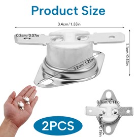 Tumble Dryer Temperature Thermostat Controlled Switch Thermostat Kit For Hotpoint, 2pcs KSD301 250V 10A 95 Celsius Controlled Switch Replacement for Indesit