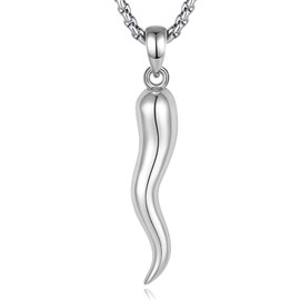 AEONSLOVE Italian Horn Necklace for Women Men, 925 Sterling Silver iItalian Horn Pendant Cornicello Necklace Cornicello Pendants Protection Amulet Talisman Jewelry Gifts for Women