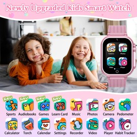 clleylise Kids Smart Watch Boys Girls, Smart Watch for Kids, Smartwatch with HD Touchscreen 32 Games Camera Music Player Alarm, Kids Watch for Boys Girls Toys Birthday Gifts for 4-13 Years (Pink)