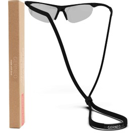 GERNEO® - ORIGINAL – zuverlässiges Sport Brillenband aus Stoff – wasserfestes Brillenband & fester Halt für Sportbrillen, Sonnenbrillen & Lesebrillen (Dunkelschwarz)