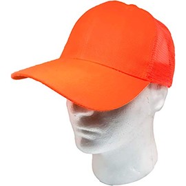 Black Duck Brand Bright Orange Hunting Safety Visual Mesh Back Adjustable Baseball Cap (1 Hat)