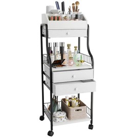 HapiRm Floor Makeup Organizer Storage - Skincare Make Up Organizers and Storage with Drawers, Vanity Organizer Cosmetics Display Cases Holder for Skin Care Nail Polish Perfume Makeup Brush