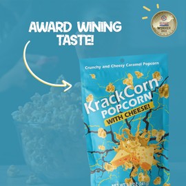 Krackcorn Cheddar Cheese Popcorn - Sweet and Salty Gourmet Popcorn Snack - Gluten-Free, Non-GMO Caramel Corn Popcorn - Delicious Flavored Popcorn Treat for Family Parties, Movie Nights - Pack of 2