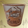 AMAJY Rustic Moose Forest Metal Waste Basket in Rustic Style