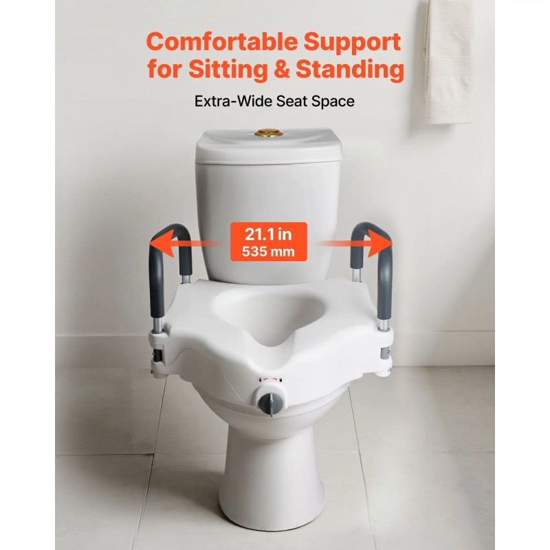 300 Lbs Load Capacity 5-Inch Lift Height Widened Commode Elevated
