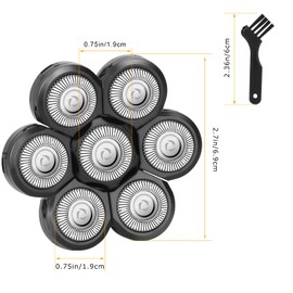 2pc 7D Men's Electric Shaver Replacement Heads, Razor Head Shavers for Bald and Face, Shaving Beard Cutter for Men with Brush Accessories