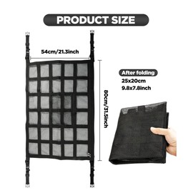 Flaconi 35x26” Car Ceiling Cargo Net,Car Storage,Cargo Net,Car Roof Storage,Car Storage Net,Cargo Netting Cargo Net for Car,Double-Layer Mesh Car Roof Storage Organizer,Ceiling Cargo Net for Car