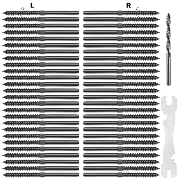 Kuahome 50 Kuahome 1/8" Black Swage Lag Screws Left &