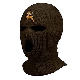 Christmas Fawn Ski Mask Embroidered 3-Hole Mask Ugly Xmas Balaclava (Brown)