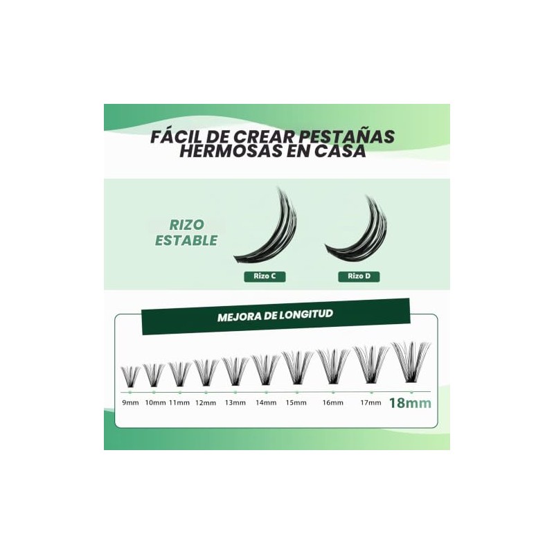 KEYYOU Lash Clusters 300Pcs Pestañas Individuales 40D 0.07D Curl 9-18MMIX