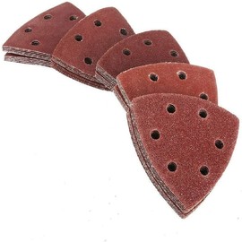 Boxonly 20 Pcs Detail Sander Paper 6 Hole Hook and Loop Sandpaper Triangle Sanding Paper 90mmx90mmx90mm Sand Pads 120 Grits