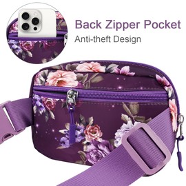 Simikol Ultra Lightweight Belt Bag Cute Crossbody Bags for Women Fashion Pattern Waist Packs Waterproof Running Workout Hiking Travel Fanny Pack,Purple Flowers, Belt Bag Waist Fanny Pack Crossbody