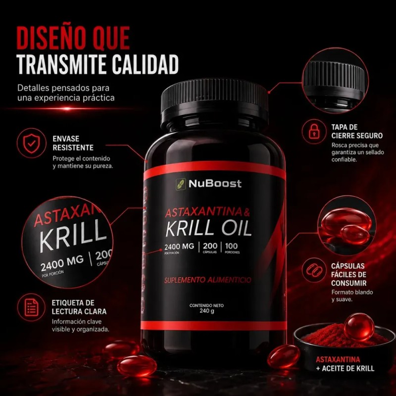 Aceite De Krill Omega 3 200 Cápsulas 100 Porciones