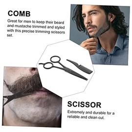 3pcs Beard Scissors Set Mustache Trimming Scissors Professional Stainless Steel Shears Storage Bag Eyebrow Razor for Home Barbershop