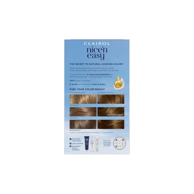 Clairol Nice 'n Easy Permanent Hair Color, 6.5 Lightest Brown,