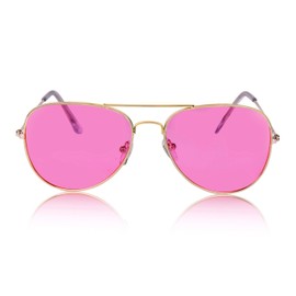 Pink Aviator Sunglasses Shades for Women Women's Colorful Disco Tinted Glasses