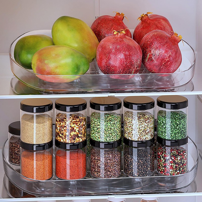 Voova Lazy Susan Turntable Organizer for Refrigerator, 360° Rotating Fridge