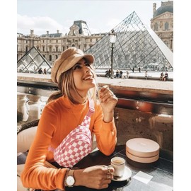 MEISEY Checkered Sling Bag for Women Small Backpack Crossbody Chest Bag Fanny Packs Purses, Checkered Sling Bag - Light Pink, Medium, Casual