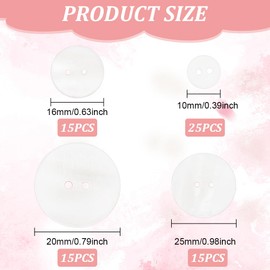 MAYJOYDIY 70pcs White Shell Buttons Freshwater Shell Button Sewing Buttons 2 Hole 10/16/20/25mm White Genuine Mother of Pearl Buttons Flat Round Buttons for Cloth Suits Shirts Buttons Sewing Craft