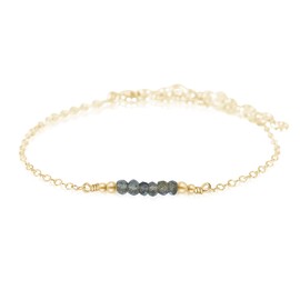 Tiny Sparkling Labradorite Faceted Bead Bar Bracelet in 14k Gold Fill