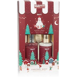 BRUBAKER Cosmetics Bath and Shower Gift Set Winter Berry Fragrance - 3-Piece Care Set in Christmas Gift Packaging - Christmas Set for Men and Women
