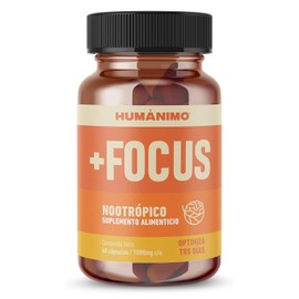 Humanimo Focus Suplemento Alimenticio Natural Mejorar Memoria Concentración Enfoque Teanina Bacopa Vitamina Noótropico Claridad Mental Cápsulas