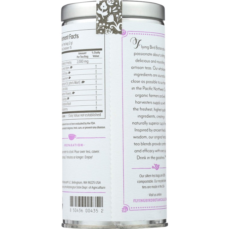 FLYING BIRD BOTANICALS Tea, Peaceful Spirit, 15 CT