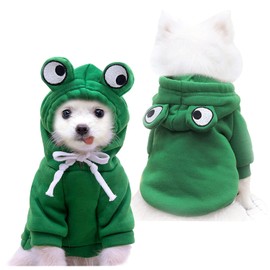 Dog Hoodie Basic Sweater Coat Cute - Frog Shape Warm Jacket Pet Cold Weather Clothes Outfit Outerwear for Cats Puppy Small Medium Dogs