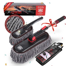 RIDE KINGS Microfiber Duster, Car Duster Kit,Interior & Exterior Cleaning Tools,Dashboard Detailing Brush,Scratch Lint Free,Pollen Removing,Extendable Handle,Truck,SUV,RV,Set of 2