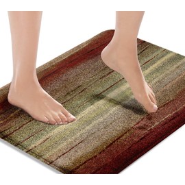 Britimes Bath Mats for Bathroom,Western Bathroom Rugs No Silp,Orange and Pale Peach Abstract Stripe Washable Cover Floor Rug Carpets Floor Mat Bathroom Decorations 16x24 Inches for Kitchen Bedroom