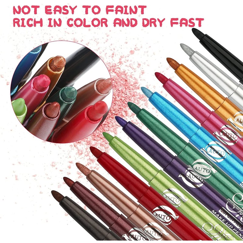 Chargenyang 12 PCS Colorful Eyebrow Pencil Eyeliner Eyebrow Lip Liner