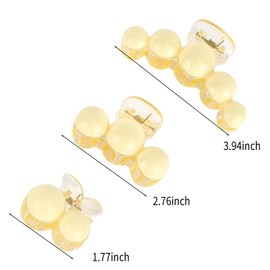 KEUKORZ White Hair Claw Clips Set - 3Pcs Large+Medium+Small Hair Claw Clips Strong-Hold Non-slip for Women’s Thick Hair - Fashion Cute Accessories for Styling Makeup Daily Wear(3 Sizes)