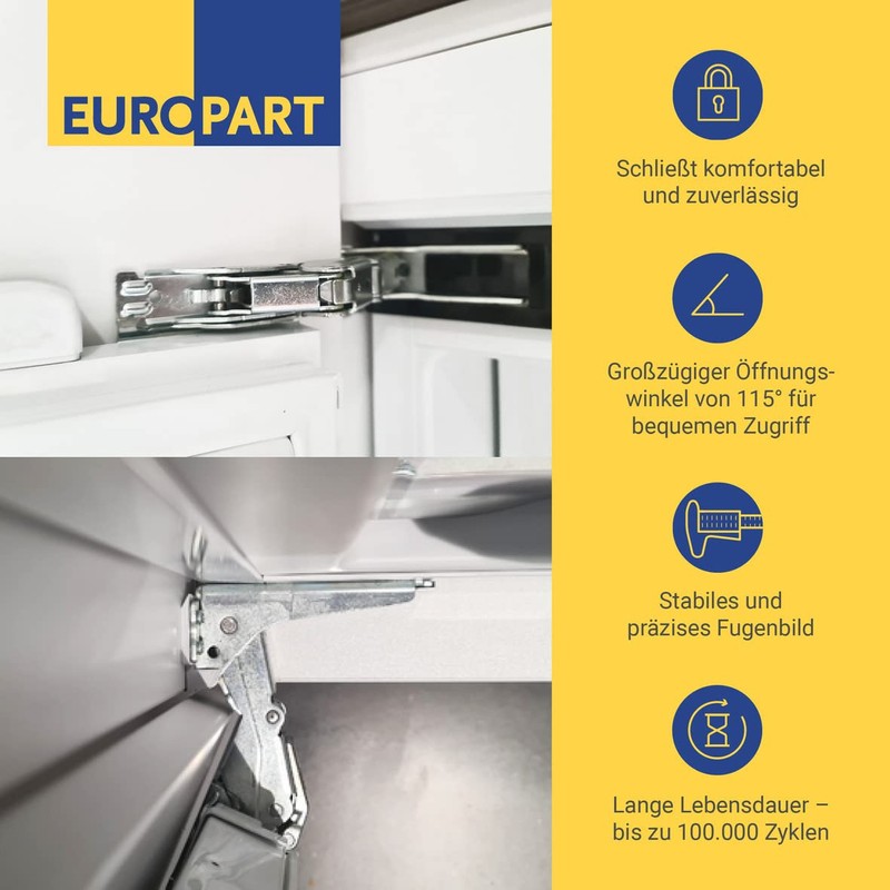 Europart Door Hinge Set for Bosch 10052968 Fridge Freezer Combination