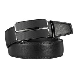 Lavemi Men's Real Leather Ratchet Dress Casual Belt, Cut to Exact Fit,Elegant Gift Box(1301 Black 44“)