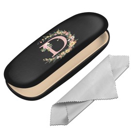BHAHB Eyeglasses Case Hard Shell Initial Letter Protective Case for Glasses Eyeglass Holder Box with Cleaning Cloth for Women Girls Men Cute Aesthetic Classic (Letter-D)