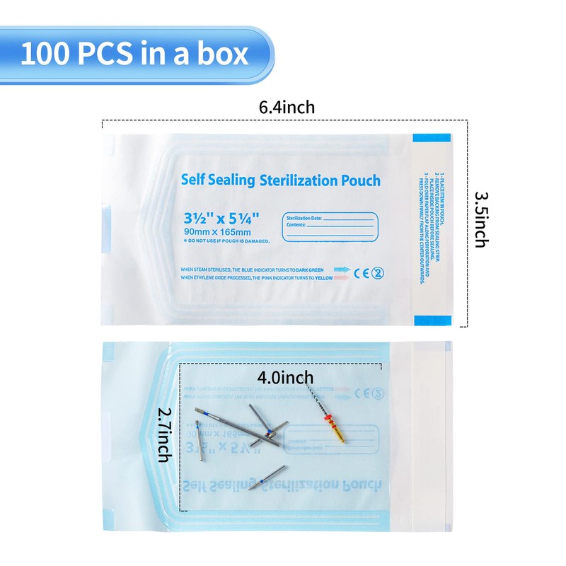 Annhua 3.5 X 6.5 Self Sterilization Pouches for Dental Offices,