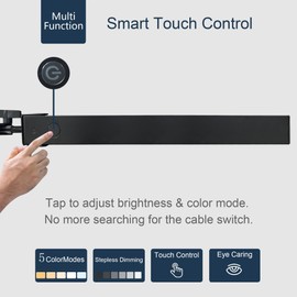 PSIVEN LED Architect Desk Lamp, Touch Control Metal Swing Arm Dimmable Task Lamp, Eye Care Table Lamp with Clamp (5 Color Modes, 10-Level Dimmer) Highly Adjustable Office, Craft, Workbench Light
