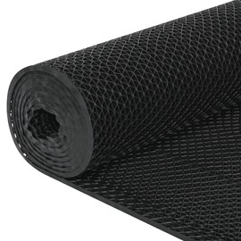 foriy Drainage Floor Mat 3x16.4Ft Non Slip Commercial Mats 1/5'' Thick PVC Rubber Mesh Hollow Mat Entrance Mat for Wet Area Kitchen Swimming Pool Bathroom Washroom Restaurant Garage(Black, 3x16.4)