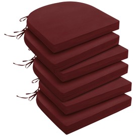 downluxe Outdoor Chair Cushions Set of 6 for Patio Furniture, Water-Resistant Patio Chair Cushions with Ties, High Density Foam Outdoor Seat Cushion, 17" X 16" X 2", Burgundy