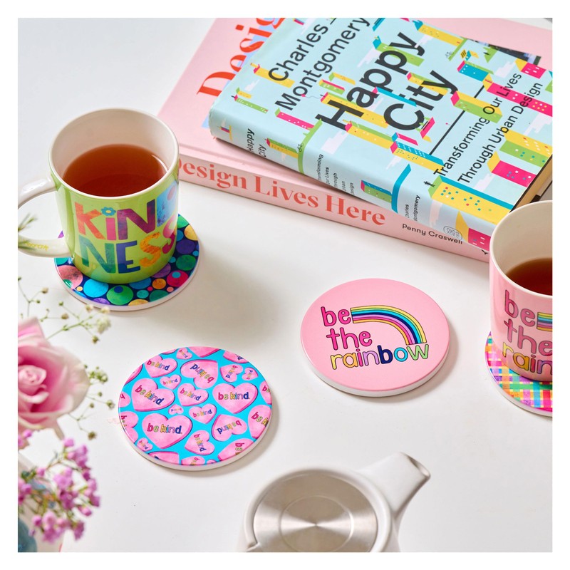Maxwell & Williams DU0372 Be Kind Round Ceramic Coaster Turquoise