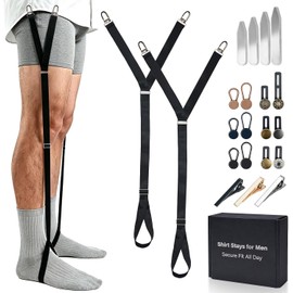 Camisa elástica para hombres con cuello y clip de corbata, extensores de botones, para camisas ajustables para militares o profesionales
