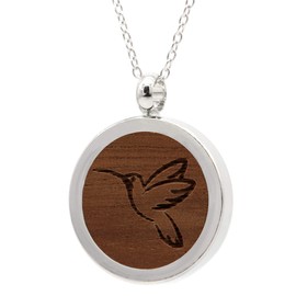 NaturSchatulle Necklace with Pendant Wood Engraving Necklace Wooden Pendant Locket Silver 925 Ladies’ Pendant Amulet Wood Jewellery Charms 50 cm, Silver
