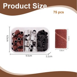 Pack of 75 Sanding Sleeves Nail Cutter 80 150 180 Grit Fine Sanding Caps Nail Cutter Nail Sanding Belts for Gel Nails Manicure Nail Art