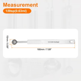 HARFINGTON Single Measuring Spoon 1/8tsp (0.63ml) Teaspoon/Tablespoon 304 Stainless Steel Single Tiny Square Bowl Measuring Spoon Long Handle Measure Scoop