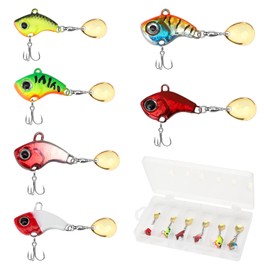 6 Piece Fishing Lure Set, Artificial Bait, Spinner Fishing Lure Set, Jig Spinner Set, Pike Bait, Spinner Bait, Lead Head Spinner, Fishing Hook for Perch, Pike, Walleye, Catfish, Chub