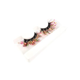 2piece Professional Eyelashes With Glitter Lightweight Comfort Long-Lasting Wear Glittery Eyelashes With Sequins Plastic, Q-04